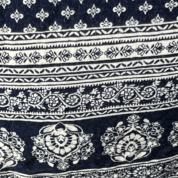 Lily Morgan boho tank top boat neck damask navy blue white tassels Size S - Picture 5 of 13